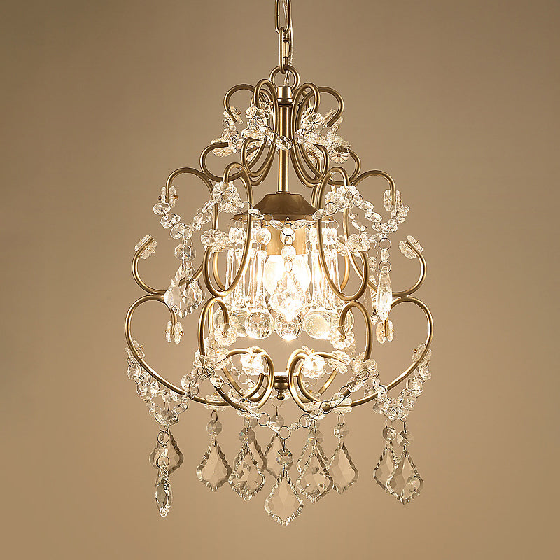 Luce sospesa a scorrimento in stile moderno 1 Sospensione Swag Crystal Swag in oro