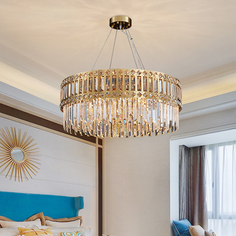 Tambour en or suspension du lustre moderne cristal 10 lumières suspension du salon