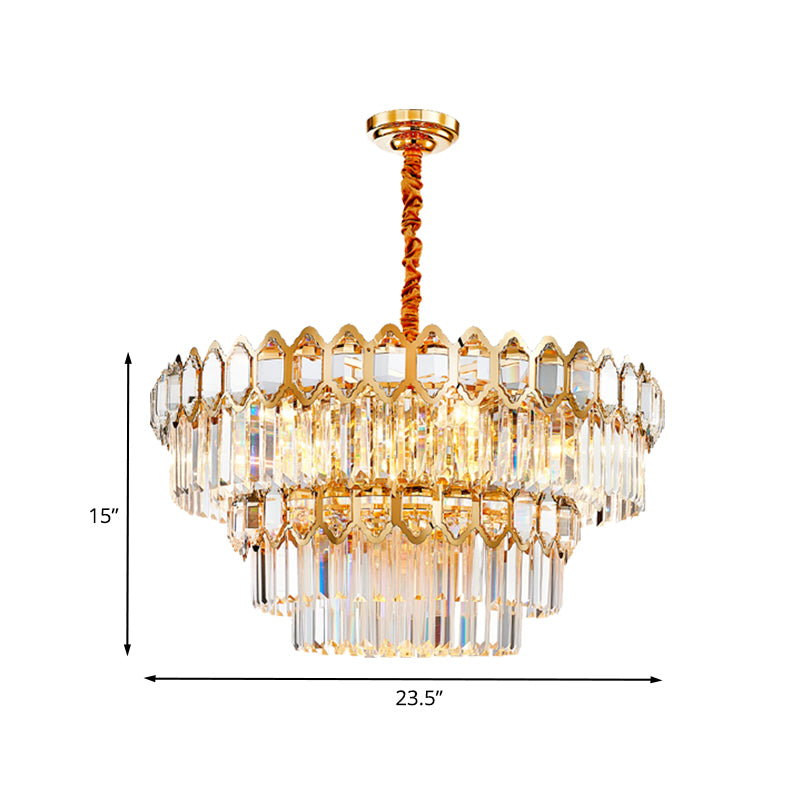 Lampe à lustre en cristal conique à niveaux