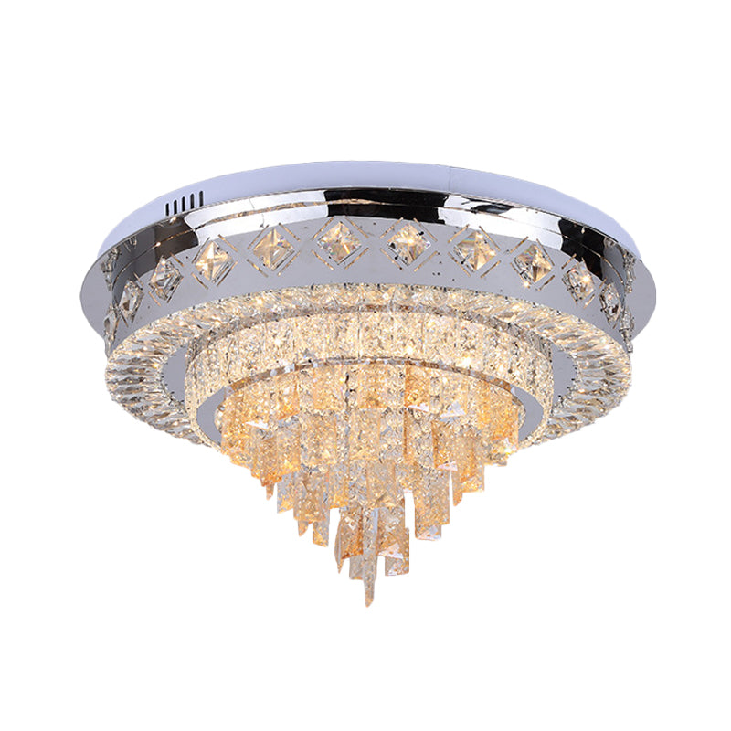 LED Flush Ceiling Light Modern Layers Crystal Flush Mount Recessed Lighting in Chrome
