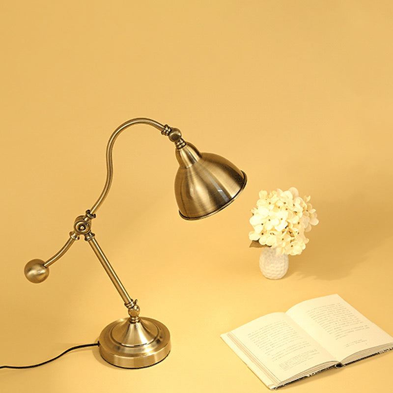Gouden kom zwenkarm nachtkastje licht retro metallic 1 hoofd slaapkamer tafelverlichting