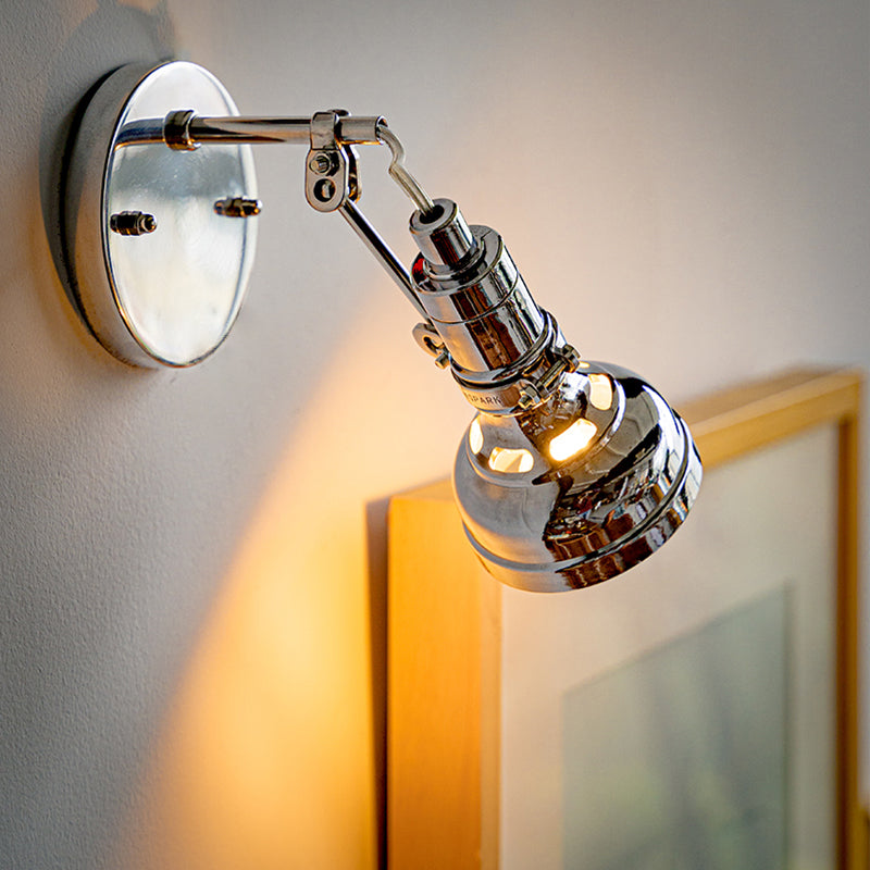 Polished Chrome Torchlight Wall Lighting Industrial Metal 1 Head Bedside Rotating Wall Mounted Light Fixture