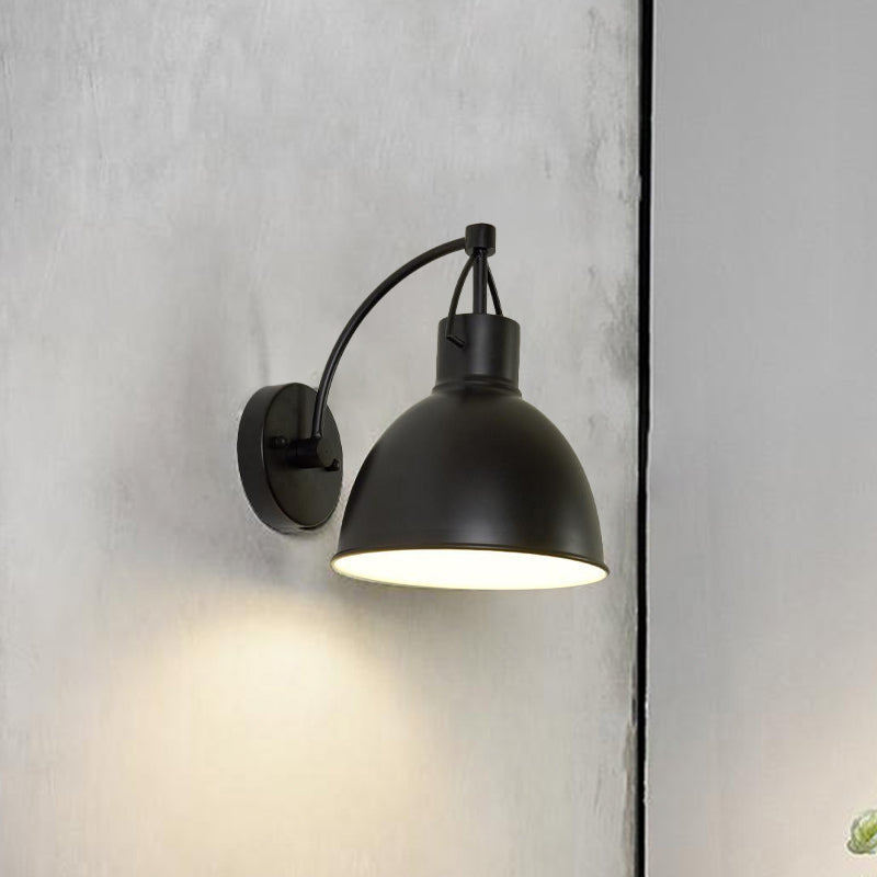 Bowl Shape Outdoor Wall Hanging Light Loft Iron 1-Light Black Sconce Light Fixture