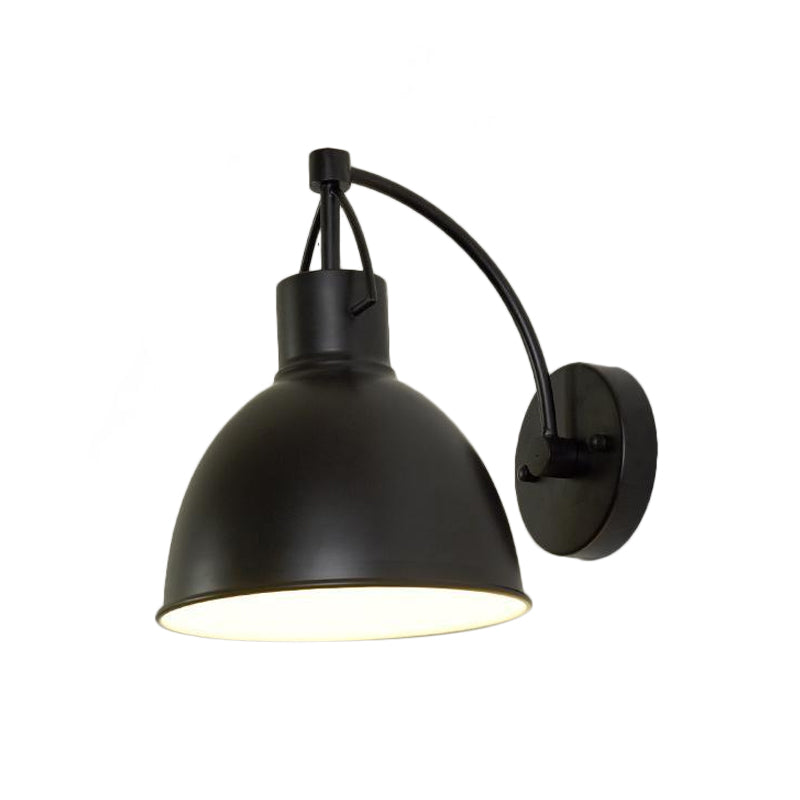 Bowl Shape Outdoor Wall Hanging Light Loft Iron 1-Light Black Sconce Light Fixture