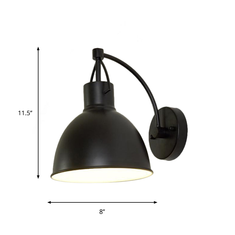 Bowl Shape Outdoor Wall Hanging Light Loft Iron 1-Light Black Sconce Light Fixture