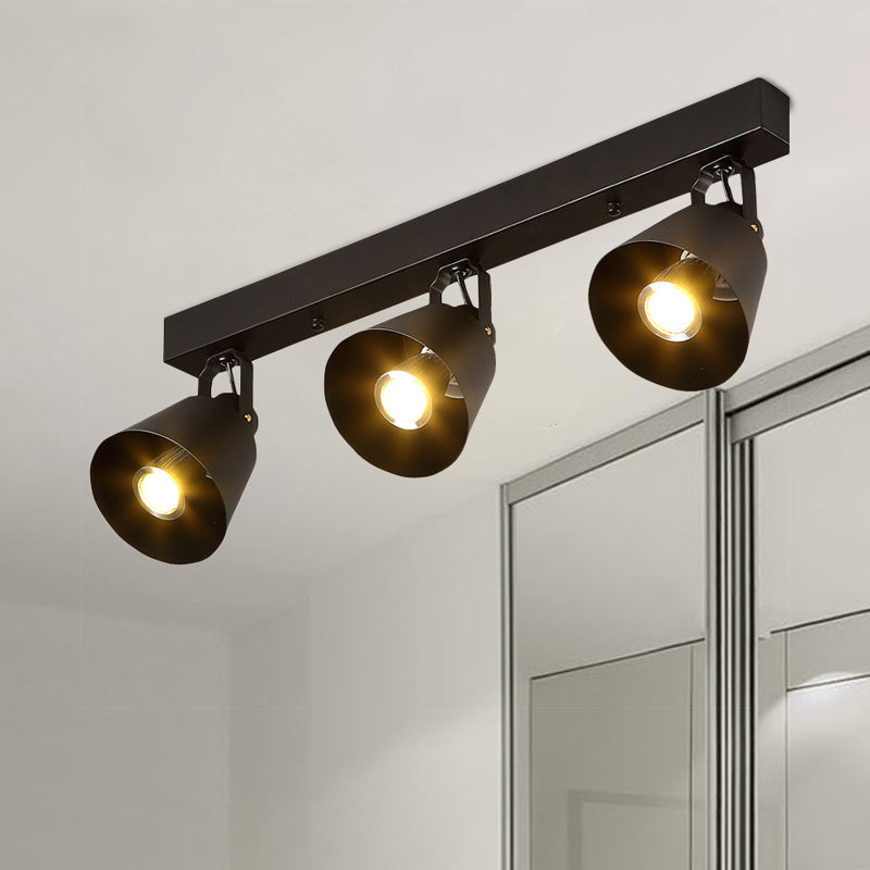 Bell Wine Club Flush Mount Spotlight Pakhuis Metaal 1/3-Hoofd Zwart Semi Flush Plafond Licht met Draaibaar Ontwerp