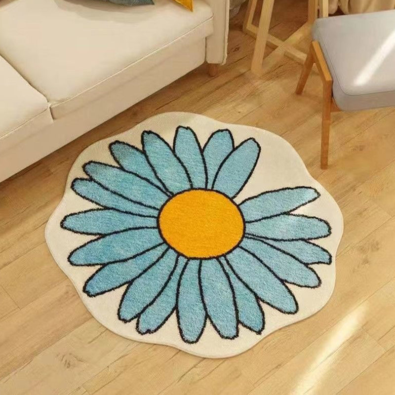 Pet Friendly Novelty Lambswool Floral Print Modern Living Room Area Carpet