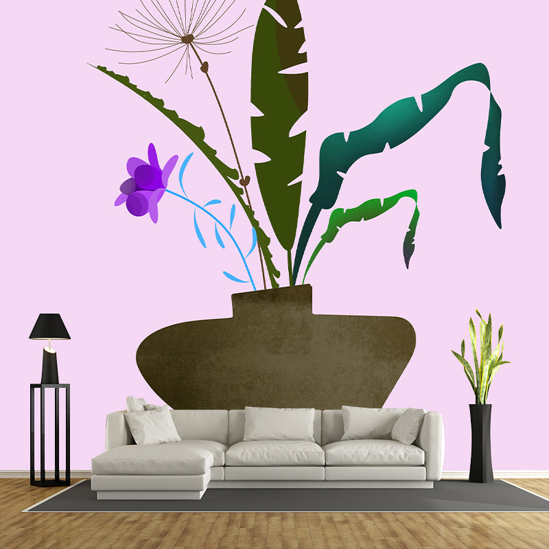 Simple Botanical Illustration Mural Moisture Resistant for Wall Decoration