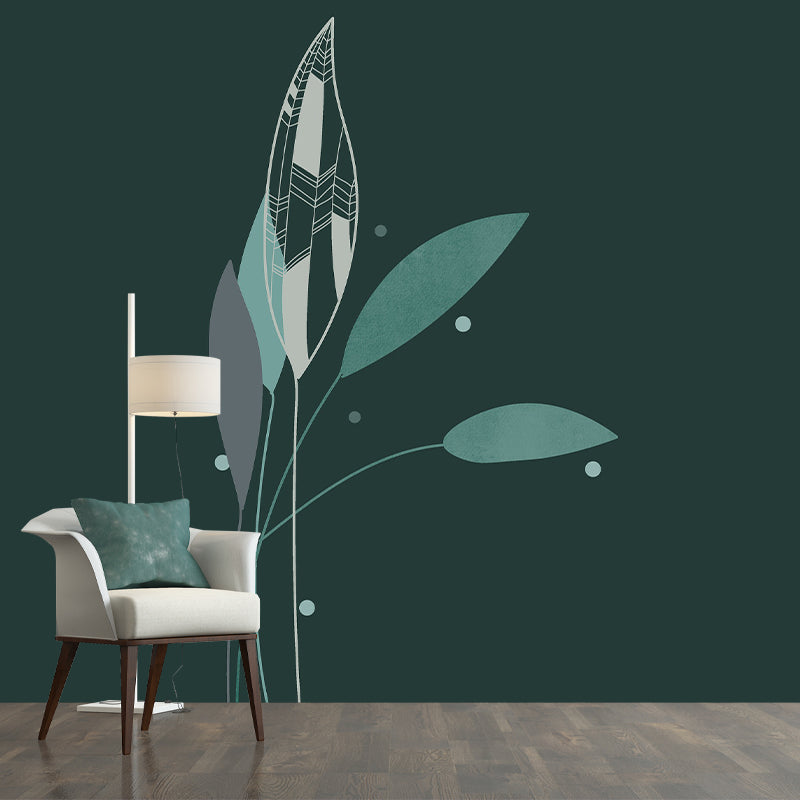 Simple Botanical Illustration Mural Moisture Resistant for Wall Decoration