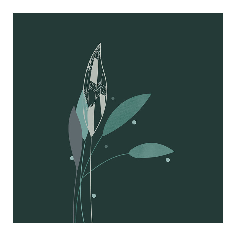 Simple Botanical Illustration Mural Moisture Resistant for Wall Decoration