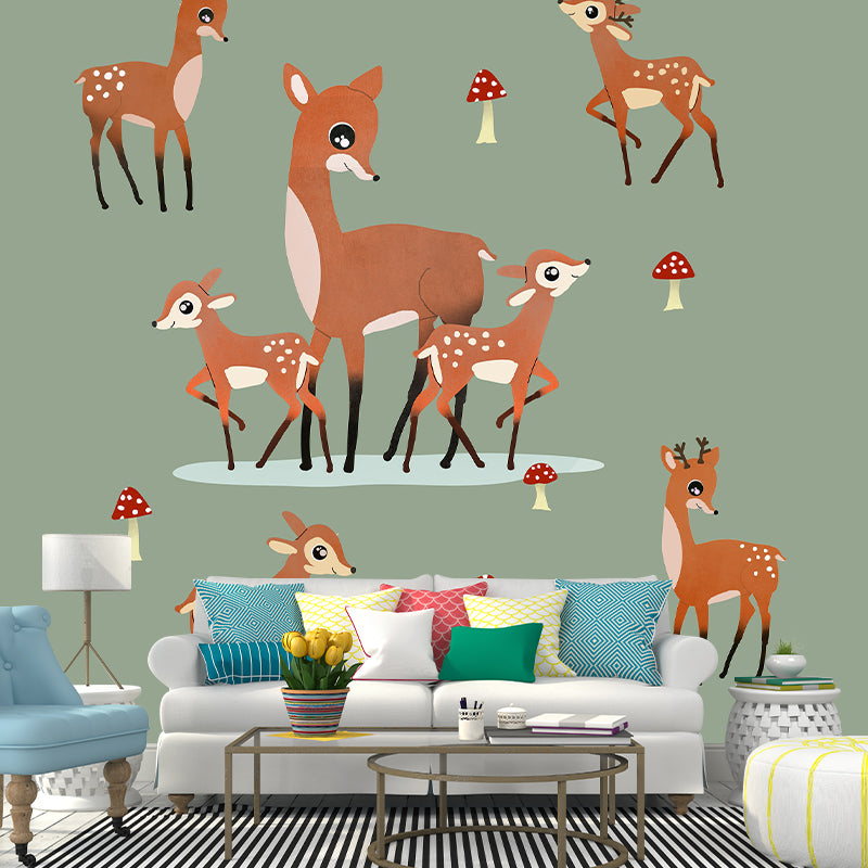 Simple Animal Illustration Mural Moisture Resistant for Wall Decoration