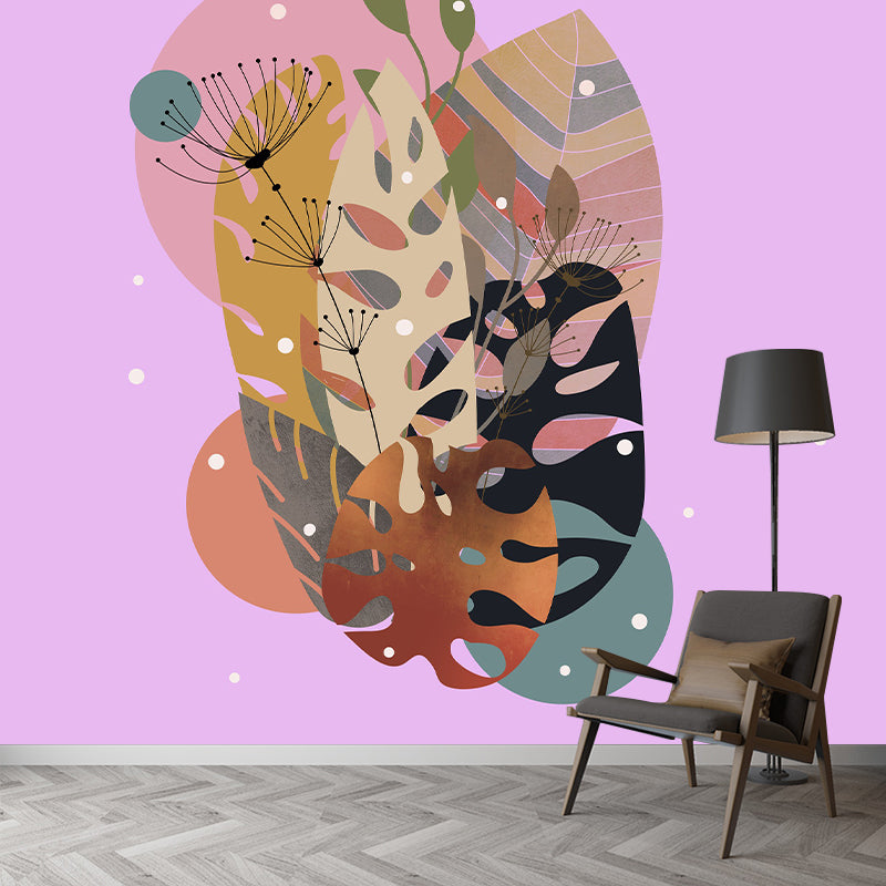 Illustration Art Plant Mural Moisture Resistant for Wall Decoration