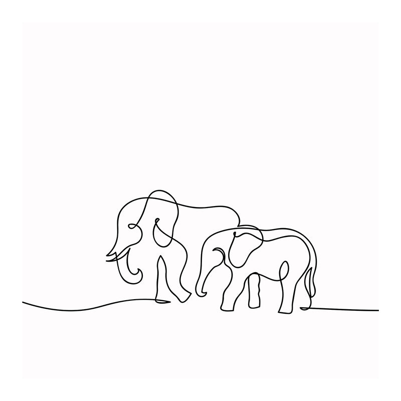 Illustration Lineart Mural Moisture Resistant for Living Room Wall Decor