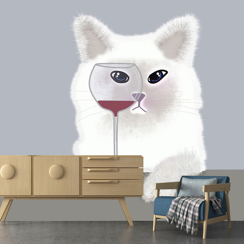 Simple Cat Illustration Mural Moistureproof for Living Room Wall Decoration