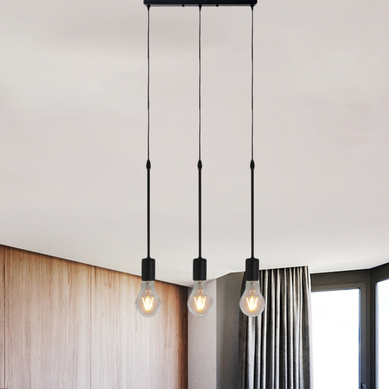 Metallschwarz Multi Hanging Light Draping Bare Lampe 3/5/10-Licht-Lagerdecke Anhängerlampe mit rundem/linearem Baldachin