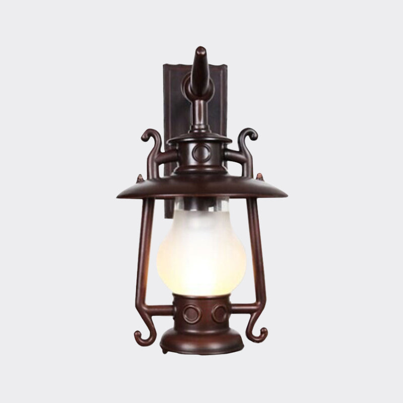 1-Licht-Kerosin-Wandbeleuchtung Fixierfabrik Black Finish Frosted Glass Lampe