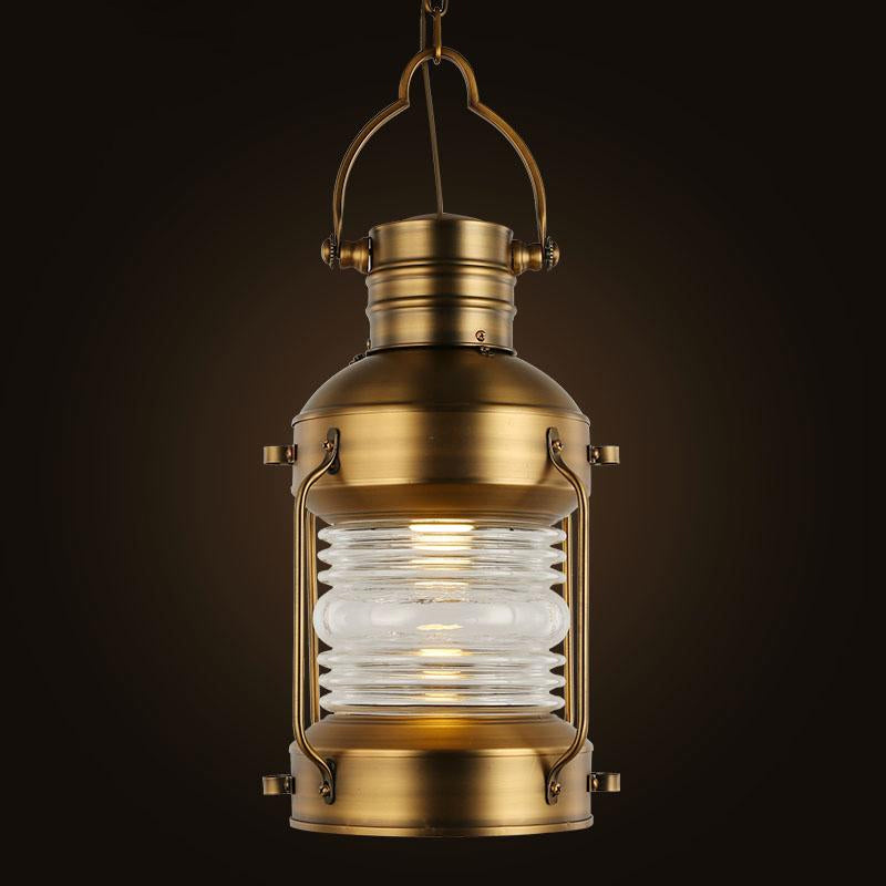 1 Bulb Hanging Pendant Light Factory Dining Room Ceiling Lamp with Bottle Clear Glass Shade in Brass
