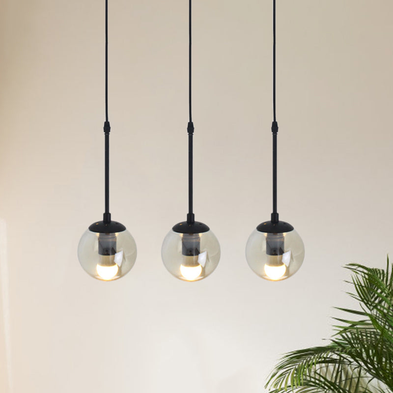 Clear Glass Black Cluster Pendant Light Globe 3/5/10 Heads Industrial Hanging Lamp Kit with Linear/Round Canopy