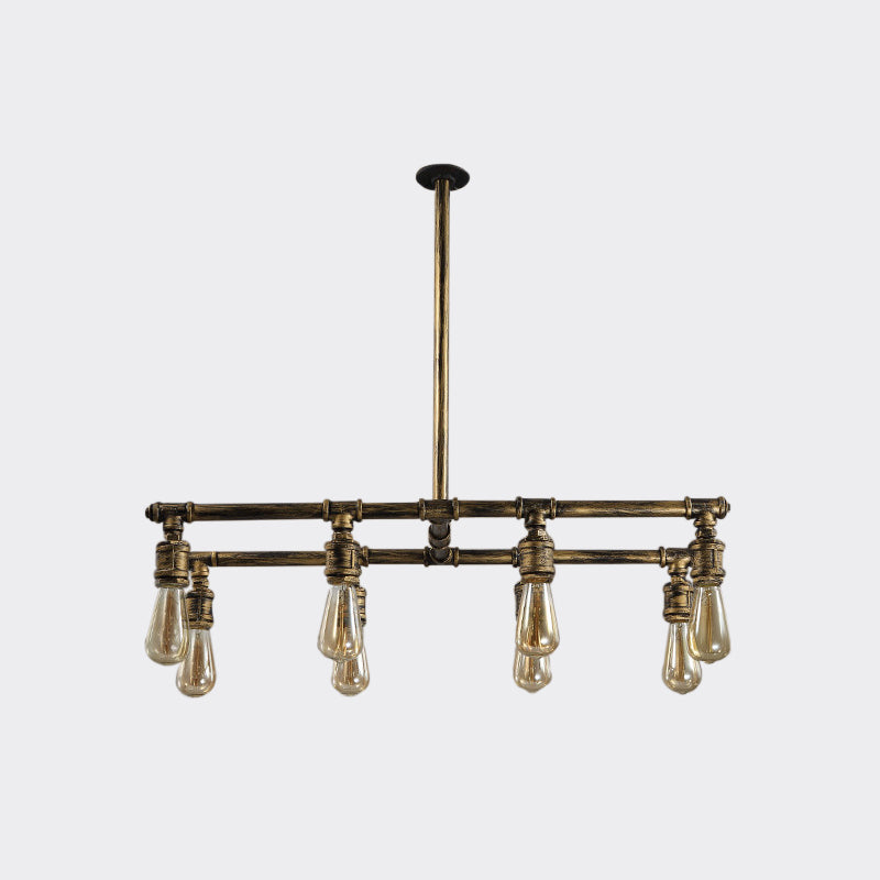 Lampada a bulbo esposta metallica fabbrica 8 luci camera da letto appeso in bronzo con raggio a forma di H