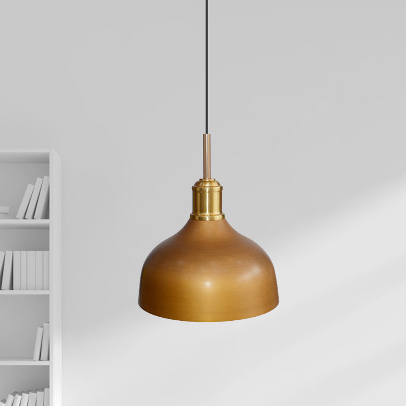 Cone/Bowl Dining Room Pendant Lighting Vintage Metallic 6"/11" Wide 1-Light Brown Finish Hanging Ceiling Light