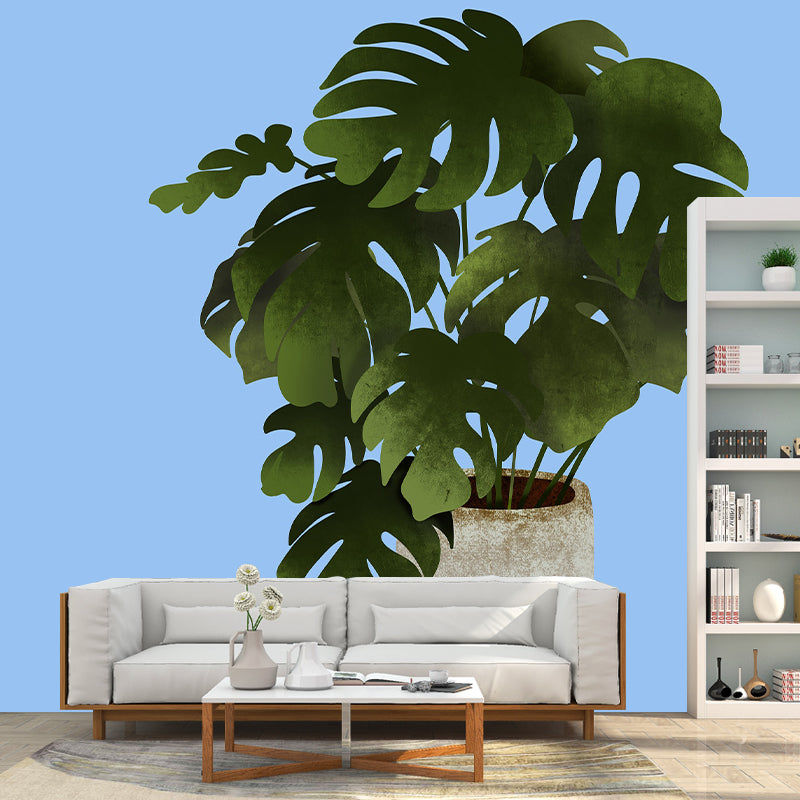Tropical Plant Illustration Mural Moisture Resistant for Living Room and Room Wall Decoration