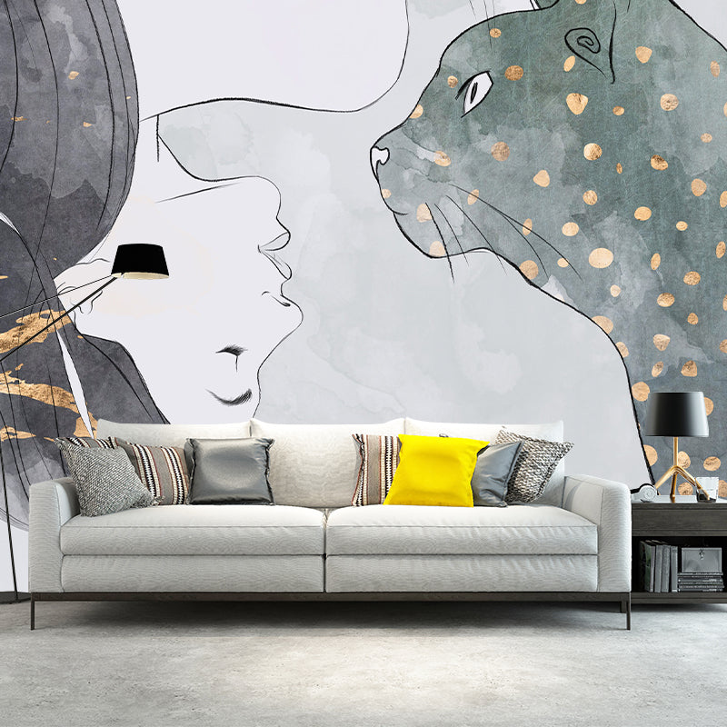 Abstract Animal Illustration Mural Moisture Resistant for Living Room and Room Wall Decor