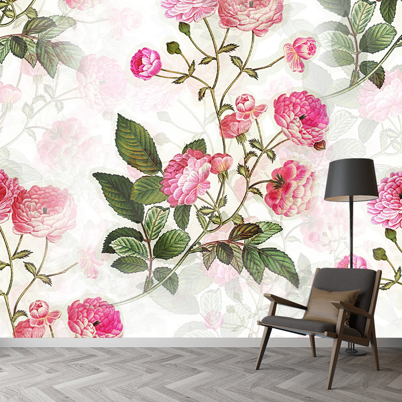 Flower Print Illustration Horizontal Mural for Living Room Wall Decoration
