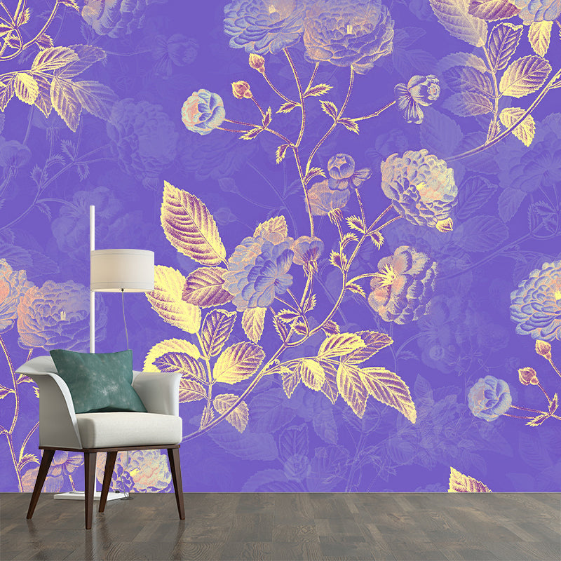 Illustrator Flower Print Wall Mural for Living Room Wall Decoration