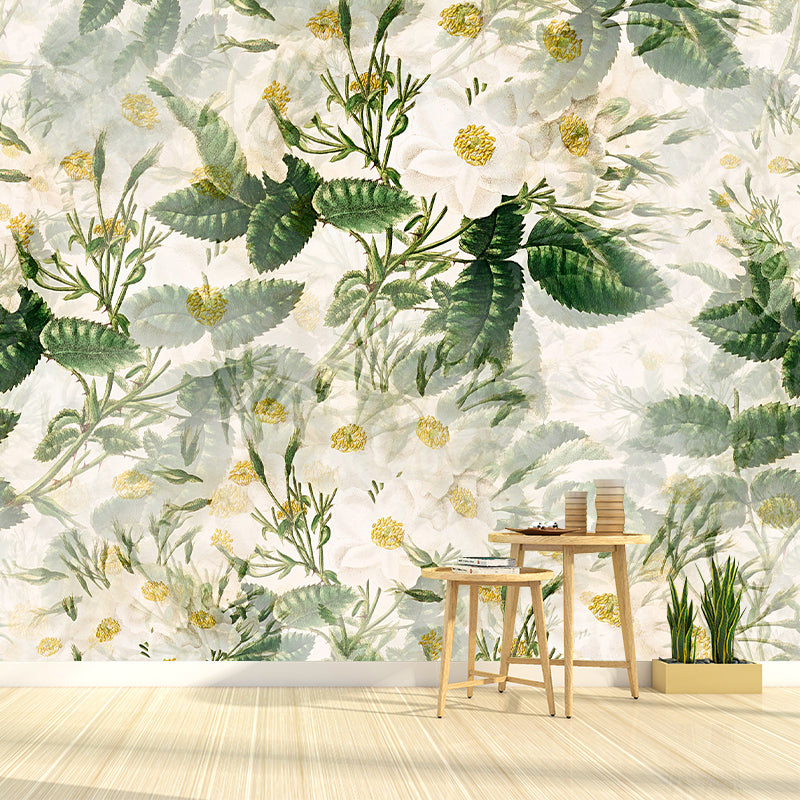 Romantic Flower Illustration Mural for Living Room and Bedroom Wall Decoration