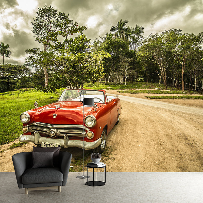 Creative Car Photography Mural Moisture Resistant for Living Room and Bedroom Wall Decor