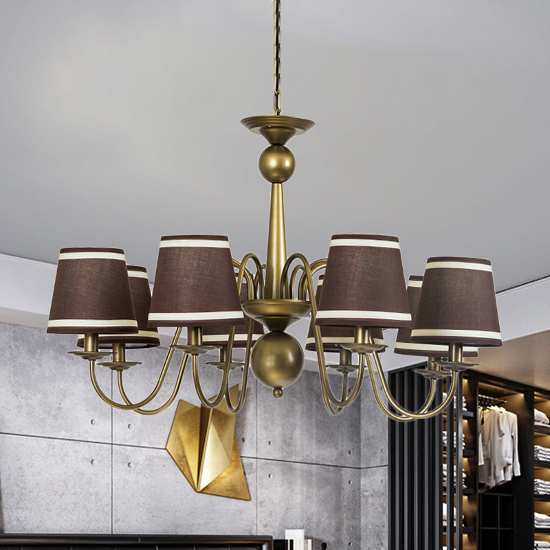 Éclairage à lustre effilé à 8 bulbs Caxe country Caxe / Tissu jaune / vert foncé Éclairage avec un bras plongeant