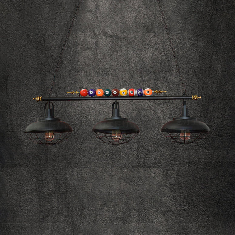 Filo metallico Isola Luce con tonalità fienile industriale 2/3 heads lampada isola della stanza di biliardo in nero