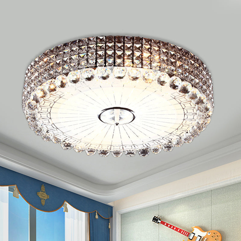 Beveled Crystal Silver/Gold Flush Mount Circle Minimalism LED Ceiling Light Fixture, 16/23.5 Inch Dia