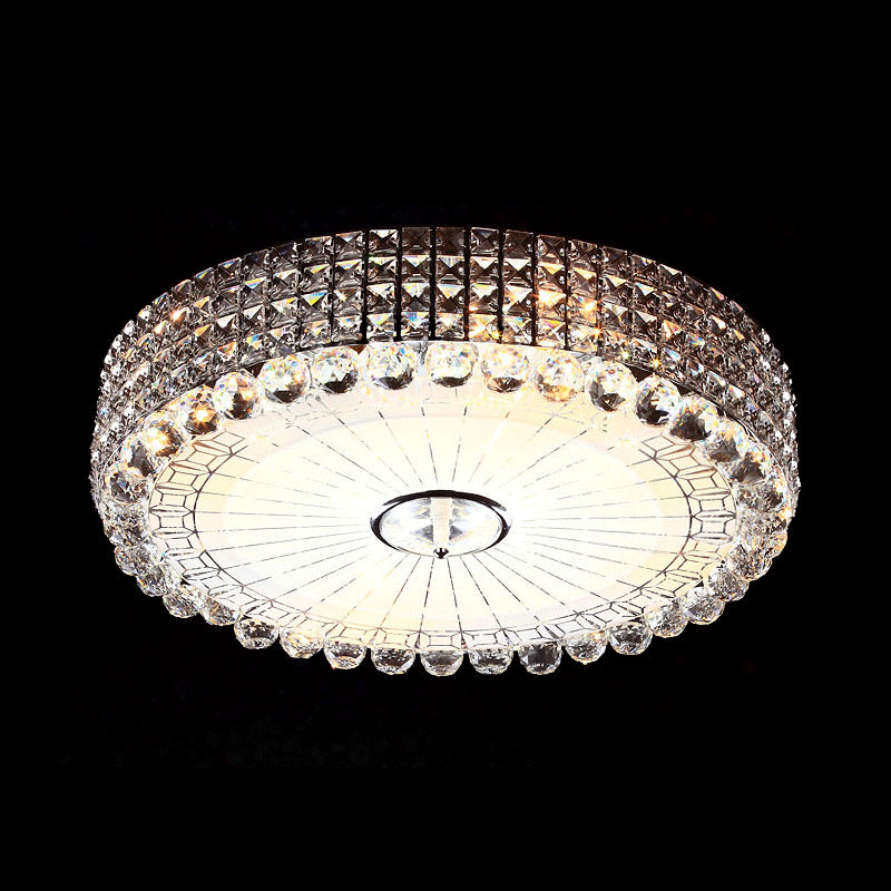 Beveled Crystal Silver/Gold Flush Mount Circle Minimalism LED Ceiling Light Fixture, 16/23.5 Inch Dia