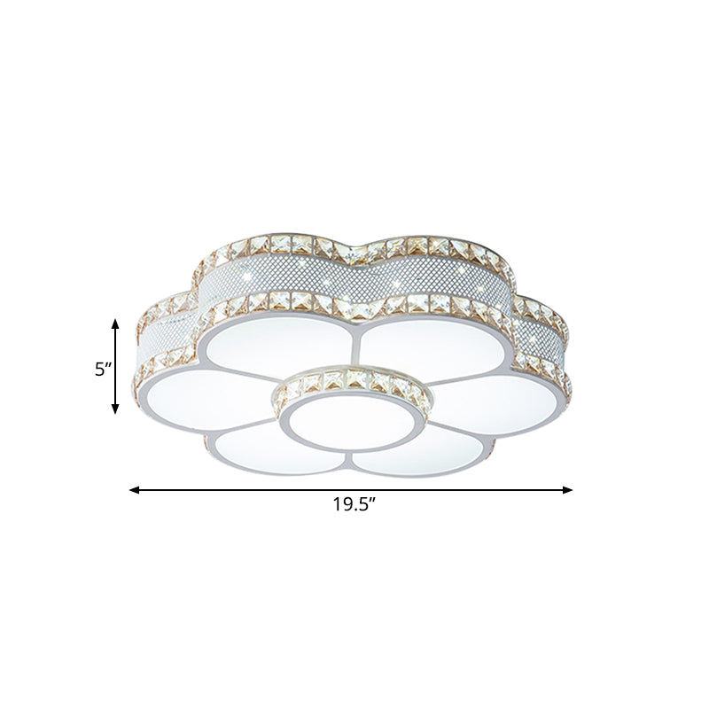 Sunflower Living Room Flushmount Modern Metal Gold LED Ceiling Mount Lamp with Beveled Crystal Trim, 19.5"/23.5" Wide