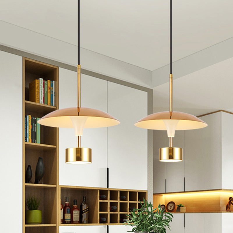 10"/14" W Domed Metallic Suspension Light Modern LED Gold Ceiling Pendant Lamp for Dining Room