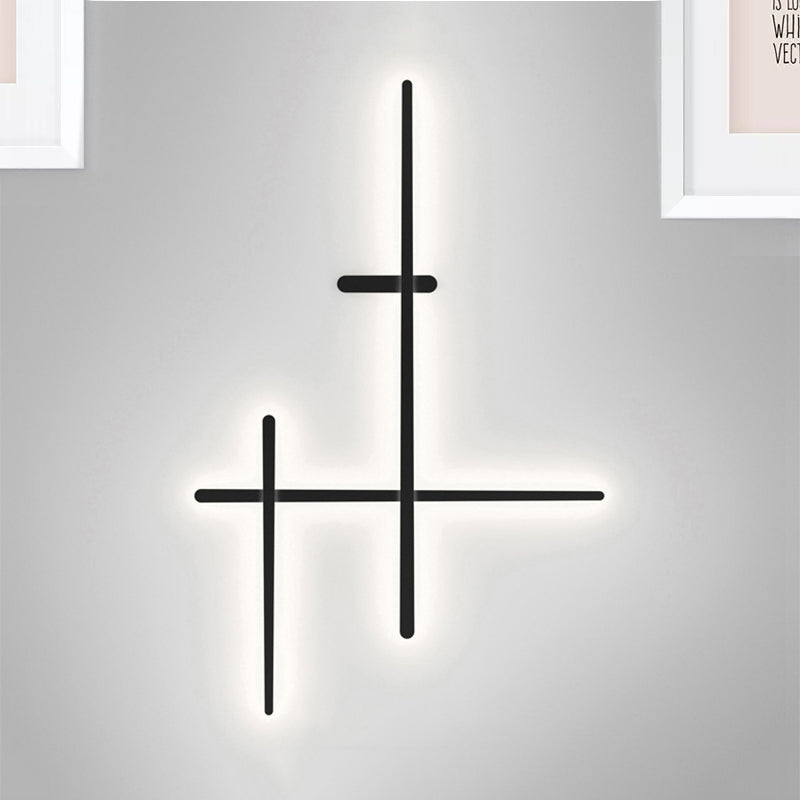 Crossed Lines Large Wall Lighting Metal LED Modern Wall Mount Light in Black for Living Room