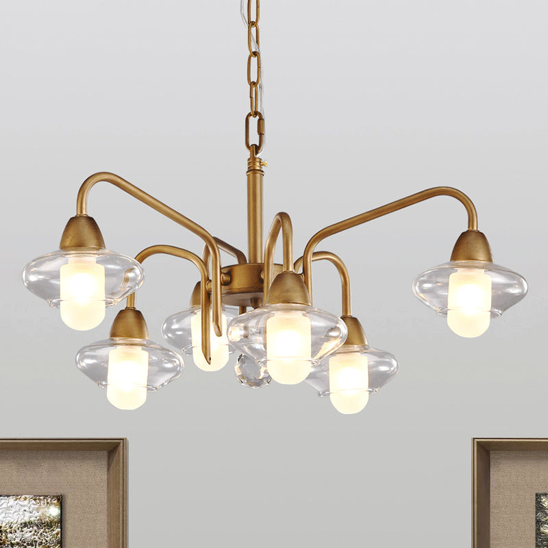 Lustre en verre givré elliptique lustre moderne 6-Light Room Pendant Lighting