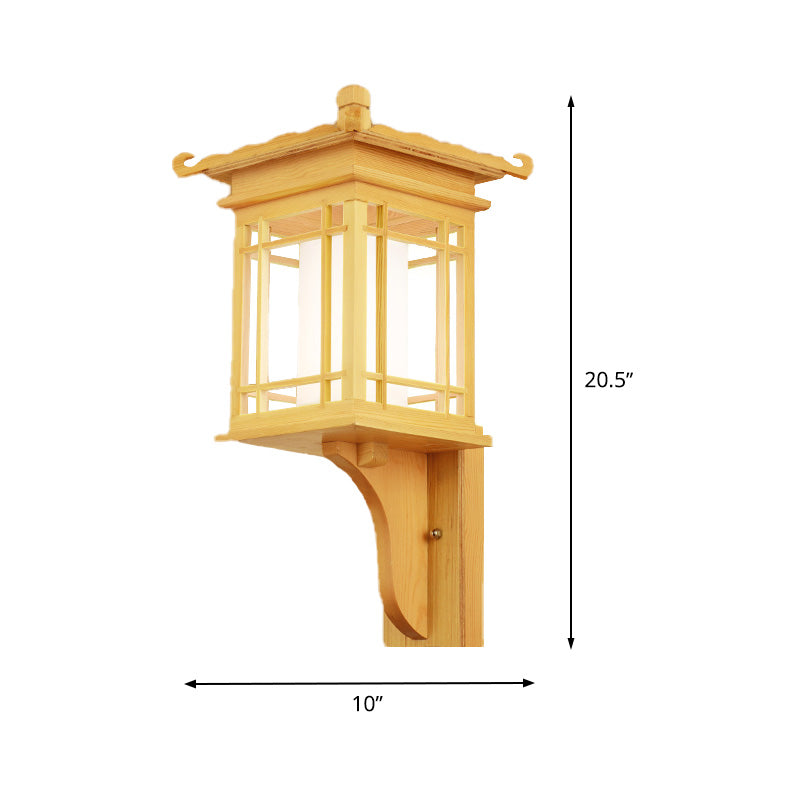 Houten huis muur sconce verlichte armatuur Aziatische stijl enkele bol beige wandlamp armatuur voor restaurant