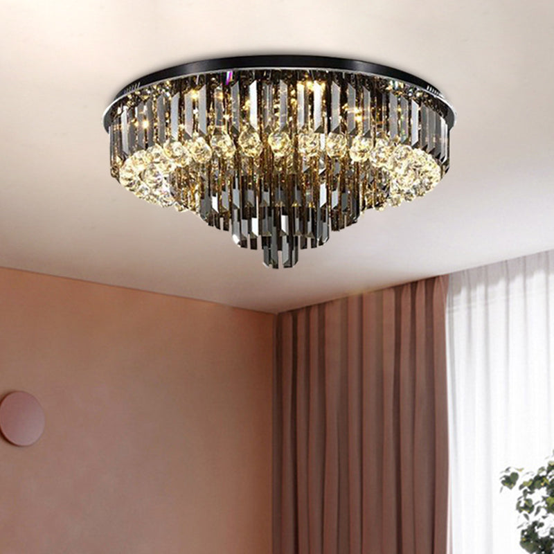 5/6 Luci Flush Mount Chandelier Modern Tapering Smoke Grey Strip Crystal Flush Montato Massimale Light with Drop