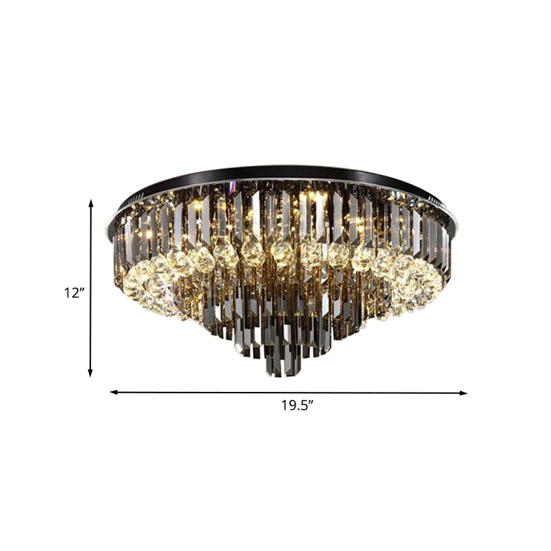 5/6 Lights Flush Mount Chandelier Modern Tapering Smoke Grey Strip Crystal Flush Mounted Ceiling Light with Drop