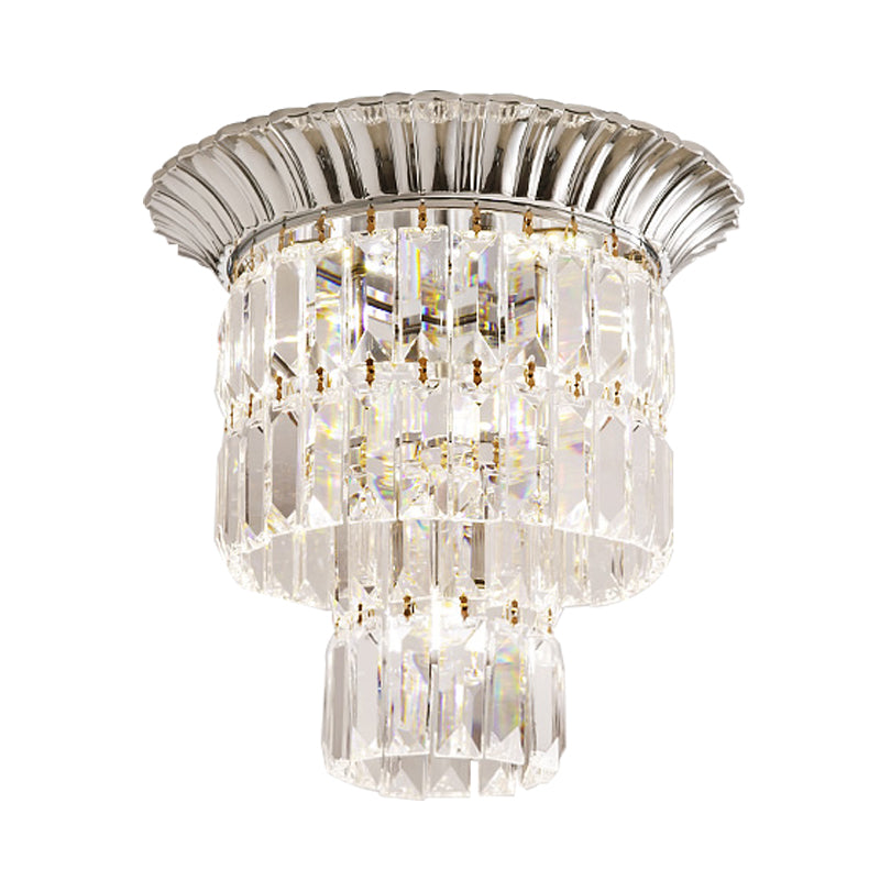 Chrom/Gold LED Flushmount Lampe Modernistisch Crystal Dual Schatten Zylindrische Bündig-Halterung Deckenbefestigung