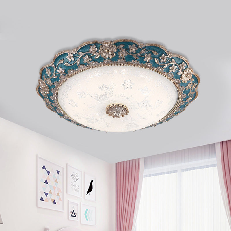Fragmentarisches Blumenharz Flushmount Vintage LED-Schlafzimmer Flush Mount Deckenleuchte in Blau/Rot
