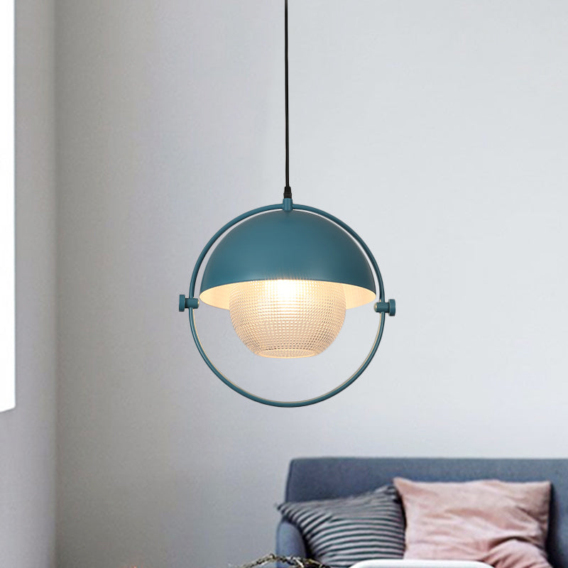 Moderner Halbkreishänge -Licht -Kit 1 -Glühmetallanhänger in Blau/Gold mit Ball Klar Klarglattglas Schatten