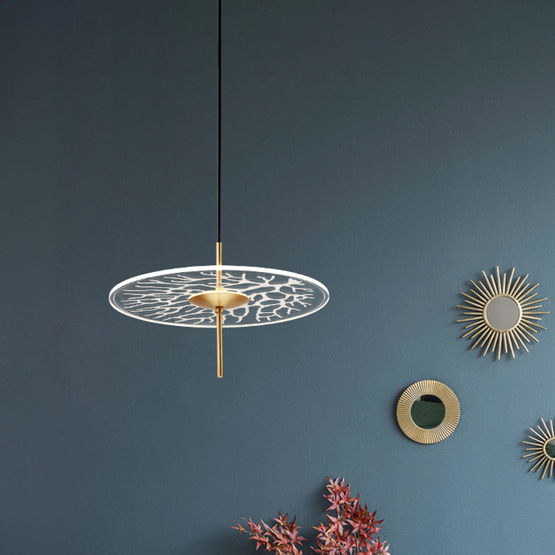 Festplattenrestaurant Hanging Deckenleichter klarer Kontext Gla -LED -Minimalismus -Pendel Lampe