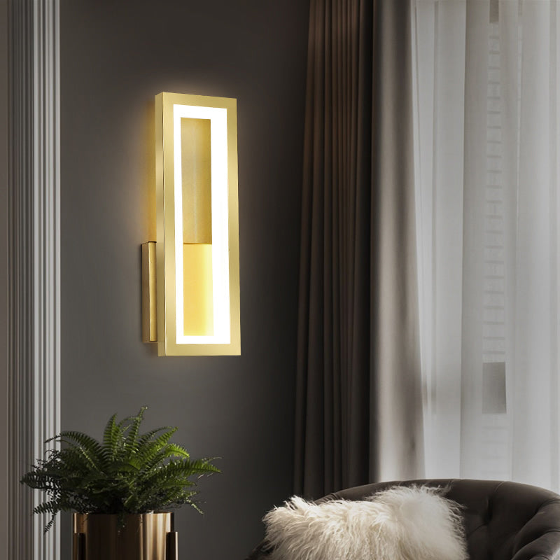 BLANCO/NEGRO/RECTANGO DE GOLD Lámpara aplastante Minimalista LED metálico Montón de montaje Luz de luz en luz blanca/cálida