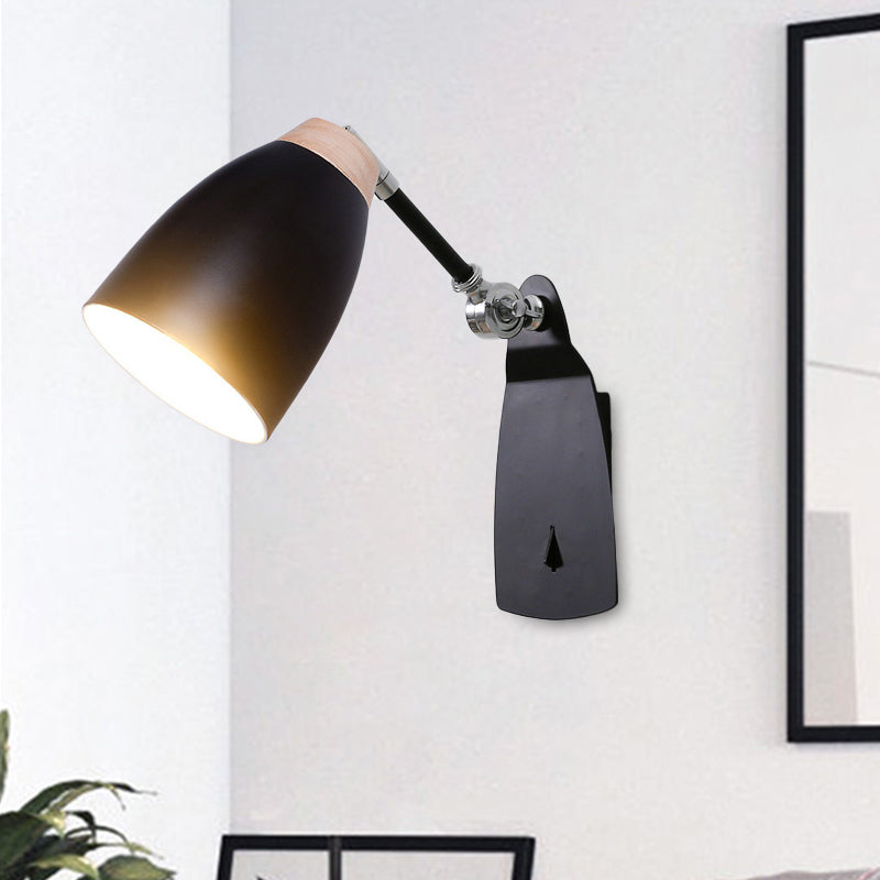 Cup de forme en métal Forme murale Lumière moderne 1-Light White / Black Finition Rotation Rotation Mur Sronce lampe