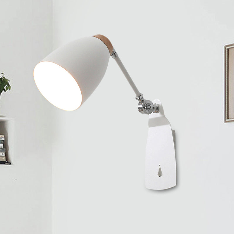 Cup de forme en métal Forme murale Lumière moderne 1-Light White / Black Finition Rotation Rotation Mur Sronce lampe