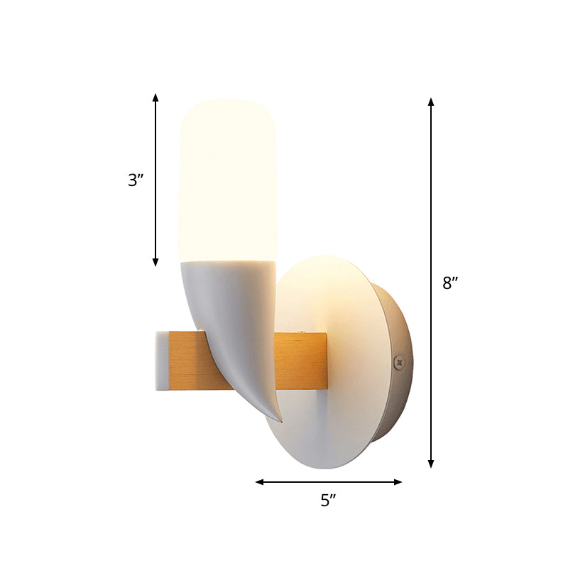 Bird-Like Wall Light Sconce Modernism Metal LED Bedside Wall Mount Lamp Fixture in White and Wood