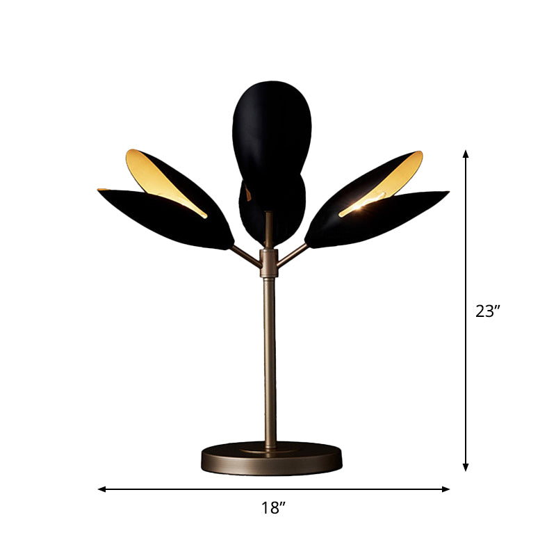 Lampada da comodino con ramo nero e oro Lampada da tavolo contemporanea in ferro a 4 luci per soggiorno
